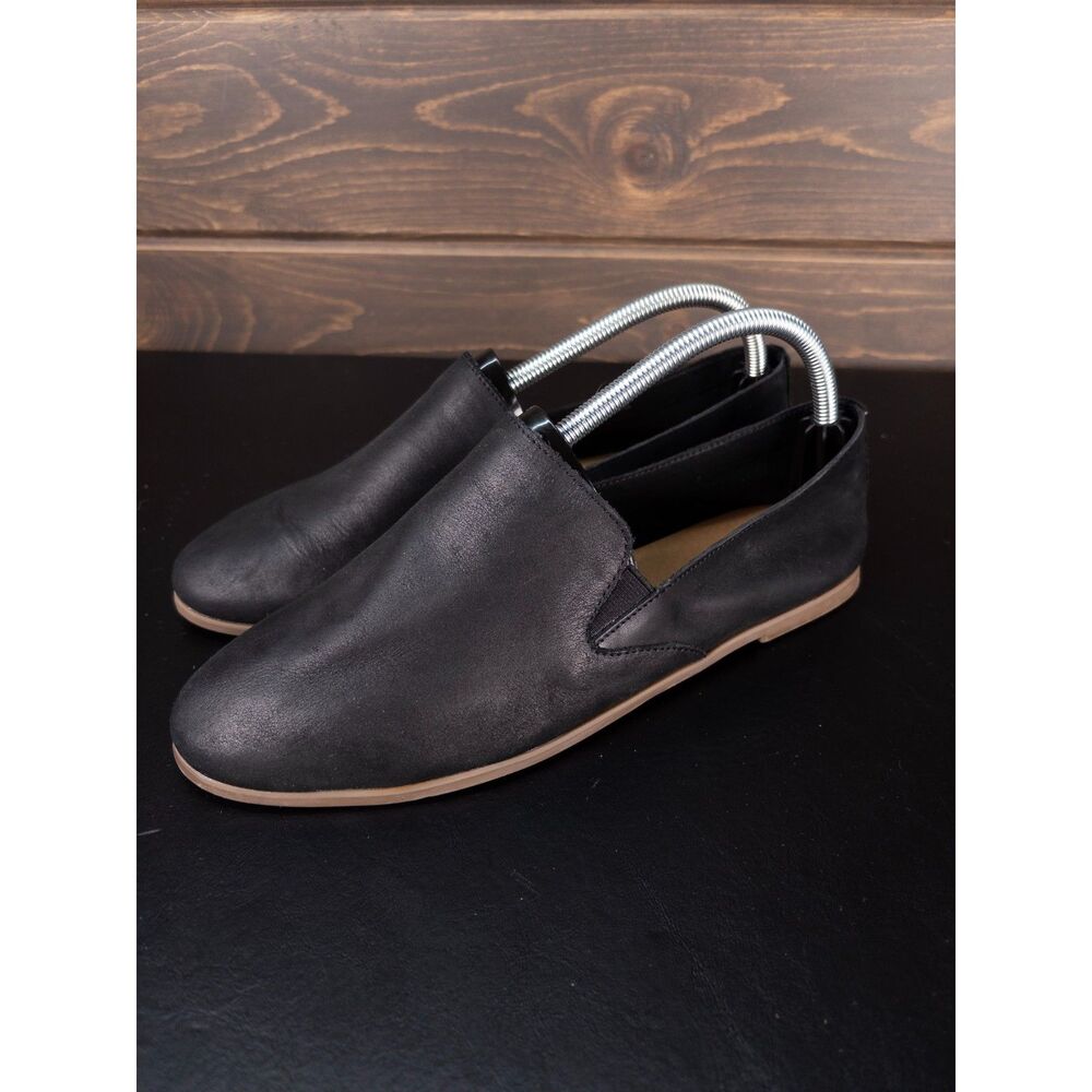 Lucky Brand Charsa 2 Black Leather Slip-On Flats Women's 10M Loafers Casual